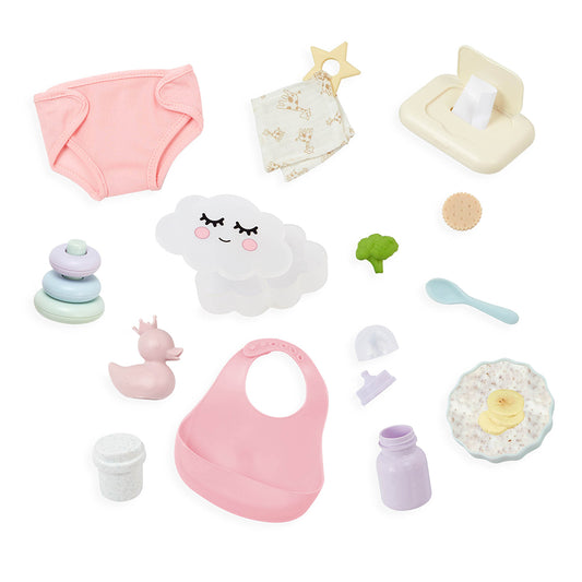 LullaBaby - Ensemble d'accessoires essentiels pour poupée bébé 35.5 cm